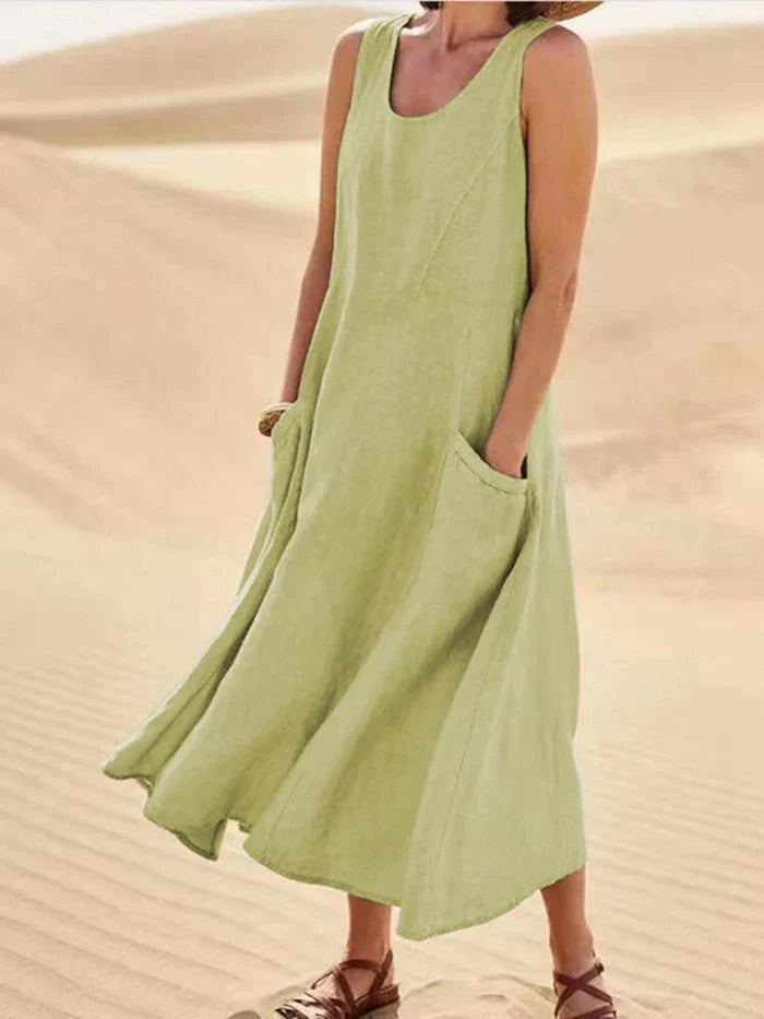 Women's Linen A-Line Pinafore Dress