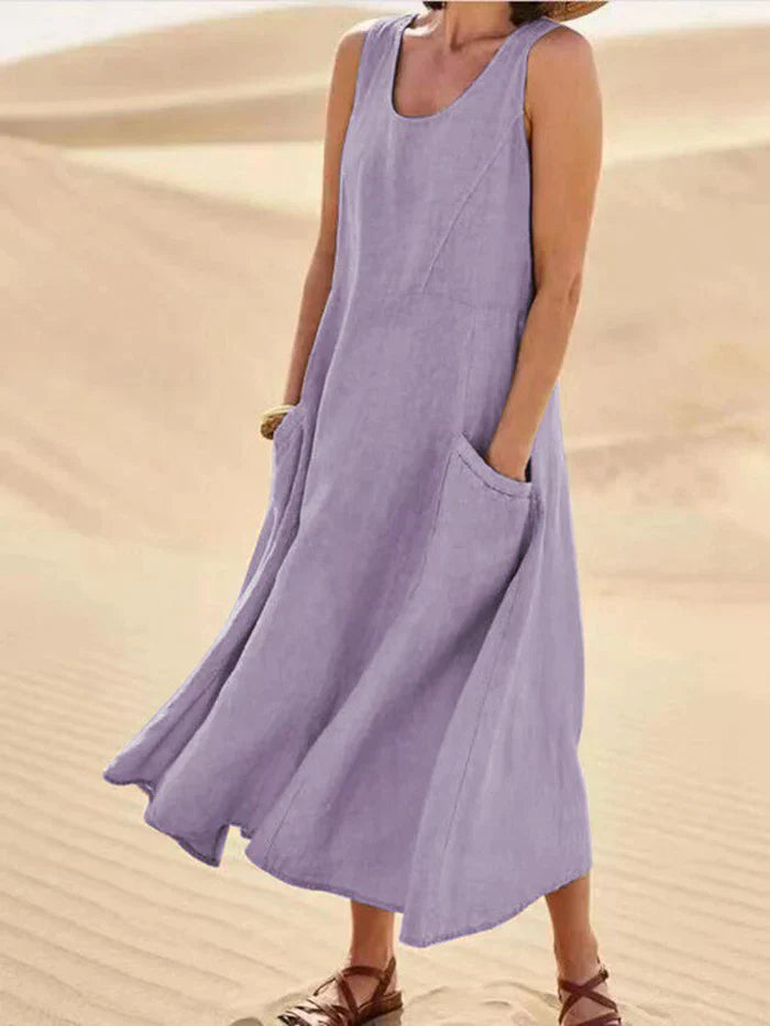 Women's Linen A-Line Pinafore Dress