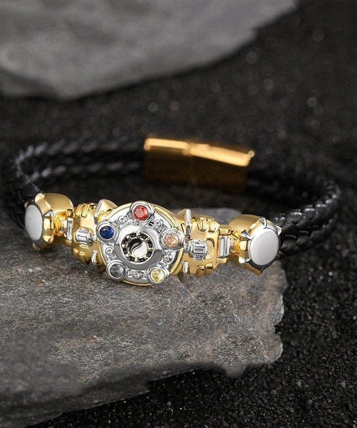 Men's Armored Warrior Bracelet Stainless Steel Gold 20cm - OutfitLondon