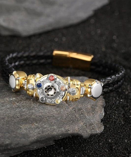Men's Armored Warrior Bracelet Stainless Steel Gold 20cm - OutfitLondon