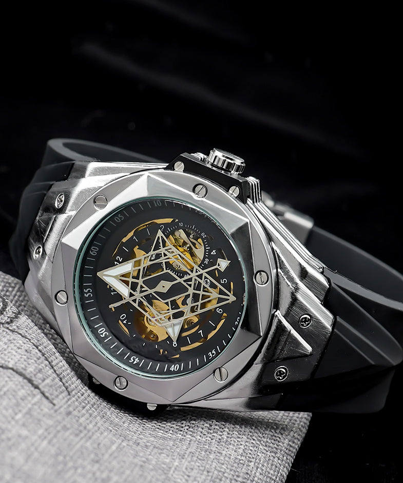 Outfit London Men's Automatic Skeleton Watch Stainless Steel Silicone - OutfitLondon