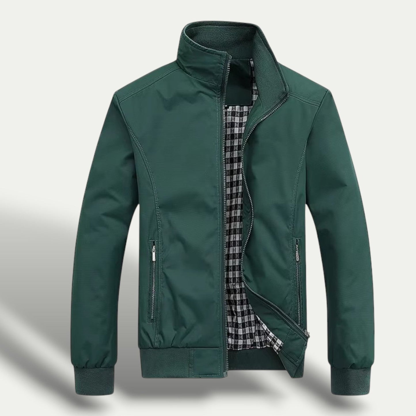 Classic Plaid Zip Up Mens Jacket