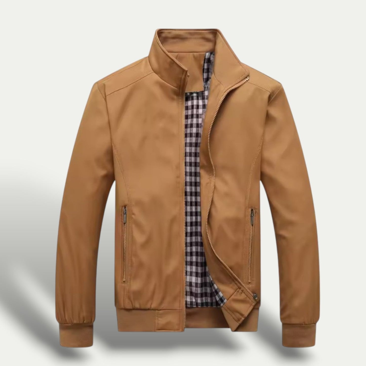 Classic Plaid Zip Up Mens Jacket