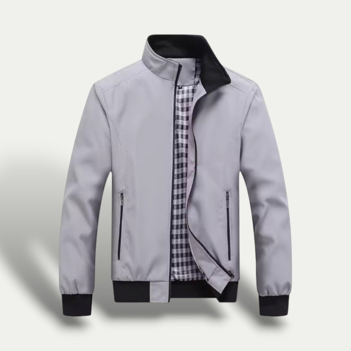 Classic Plaid Zip Up Mens Jacket