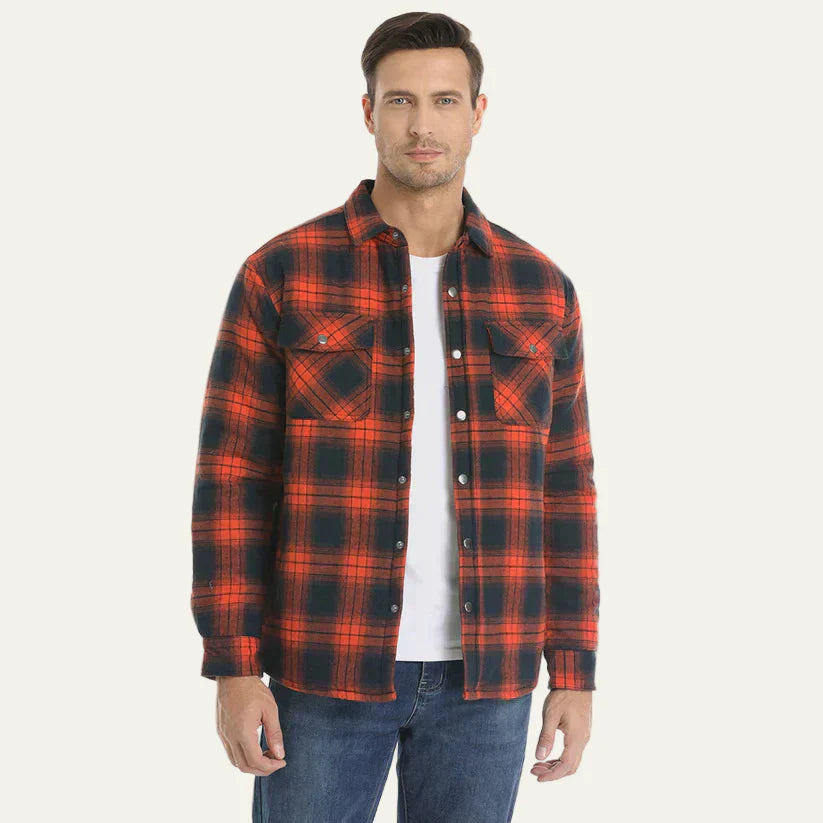 Warm Plaid Insulated Shirt Jacket for Men