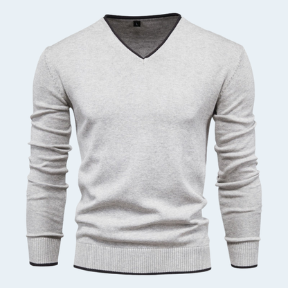 Men's Stylish V Neck Sweater Slim Fit Long Sleeve