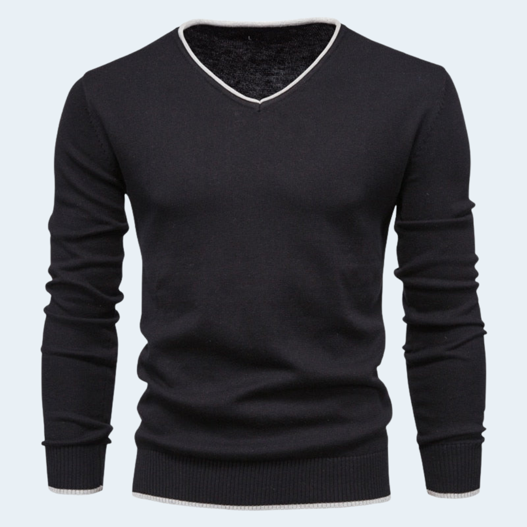 Men's Stylish V Neck Sweater Slim Fit Long Sleeve