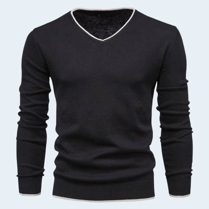 Men's Stylish V Neck Sweater Slim Fit Long Sleeve