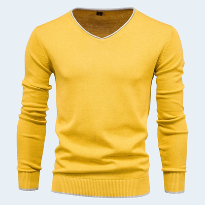 Men's Stylish V Neck Sweater Slim Fit Long Sleeve
