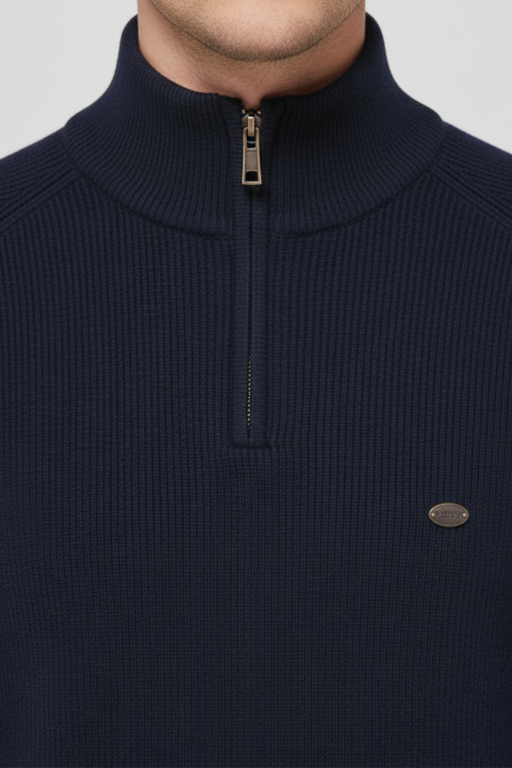 Thick Warm Crew Neck Quarter Zip Sweater