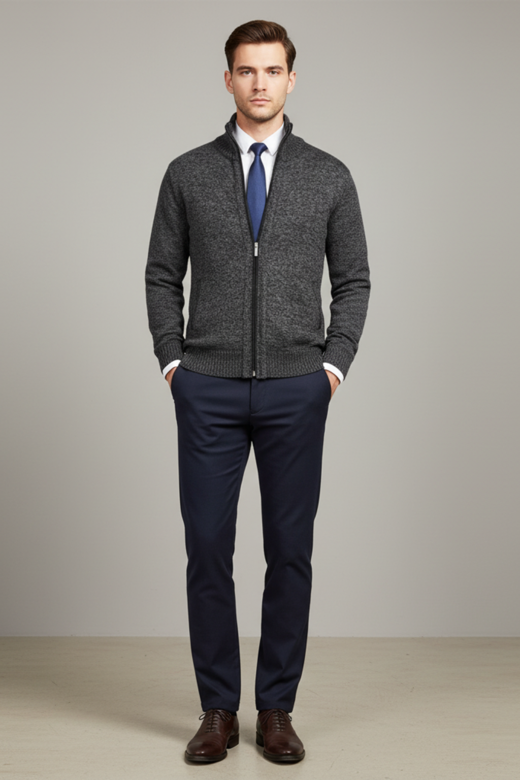 Men's Classic Crew Neck Ribbed Sweater - OutfitLondon