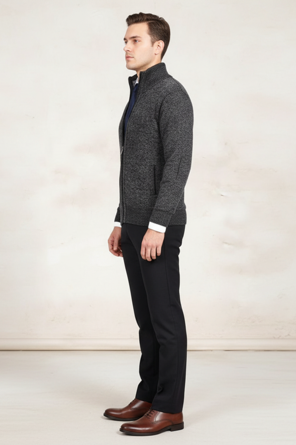 Men's Classic Crew Neck Ribbed Sweater
