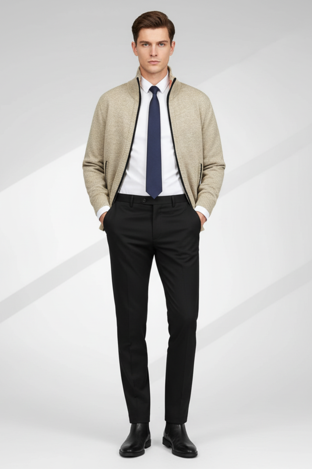 Men's Classic Crew Neck Ribbed Sweater