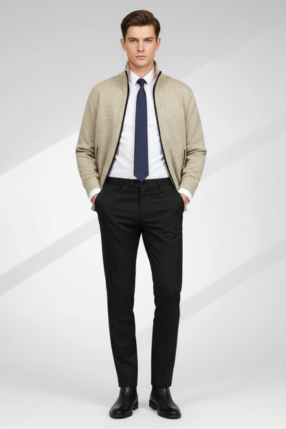 Men's Classic Crew Neck Ribbed Sweater