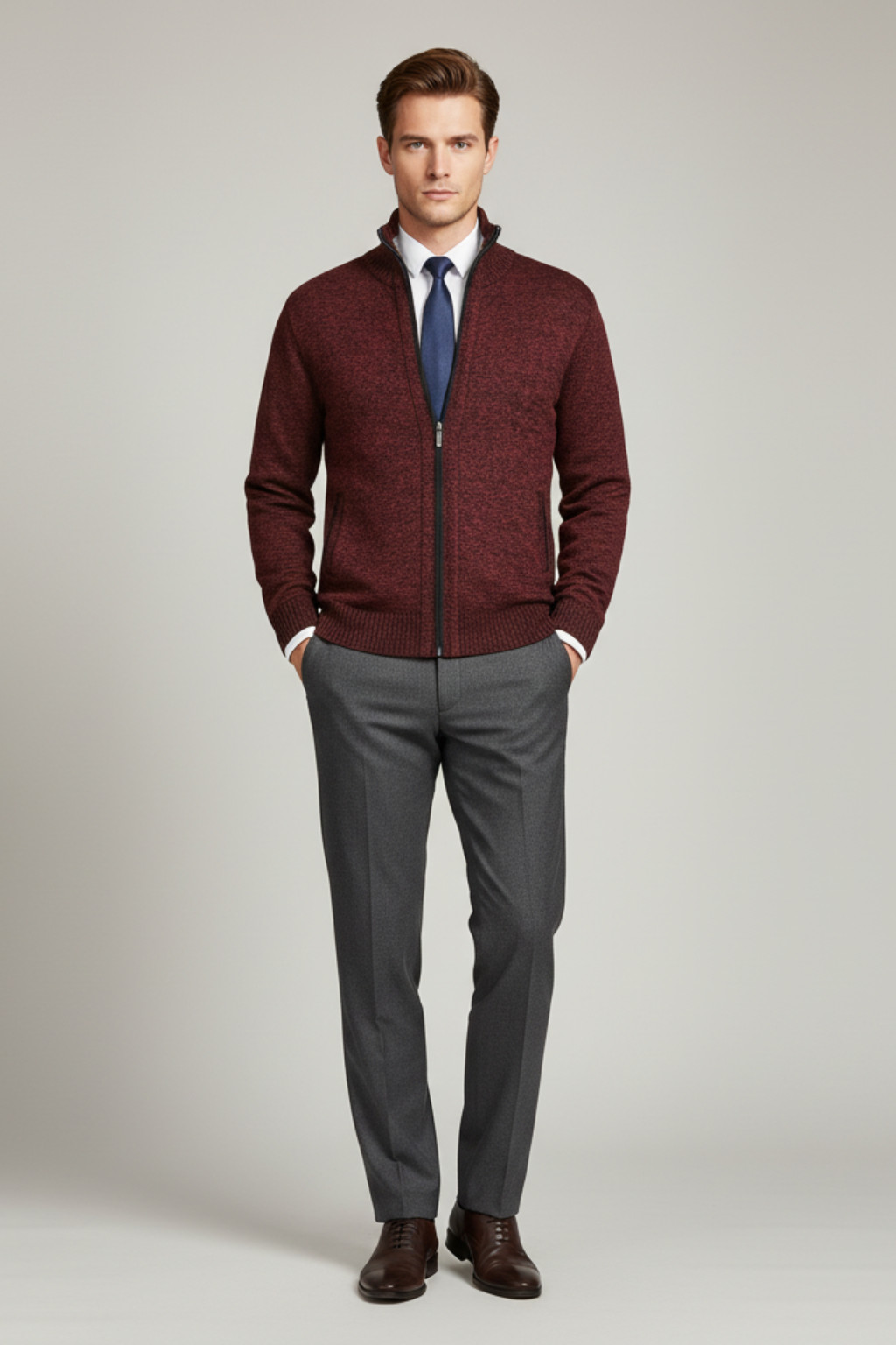 Men's Classic Crew Neck Ribbed Sweater