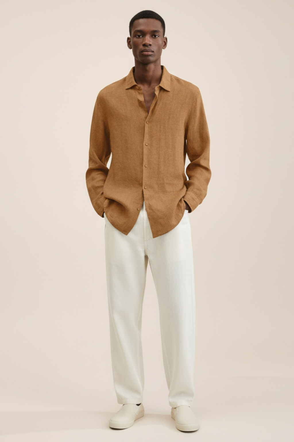 Relaxed Fit Casual Linen Dress Shirt