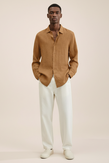 Relaxed Fit Casual Linen Dress Shirt