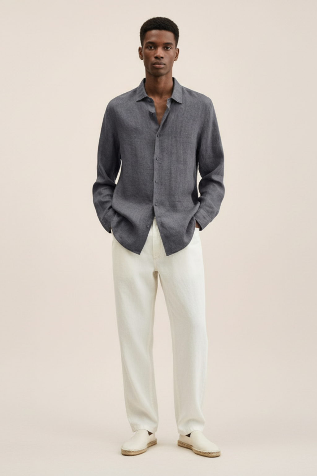 Relaxed Fit Casual Linen Dress Shirt