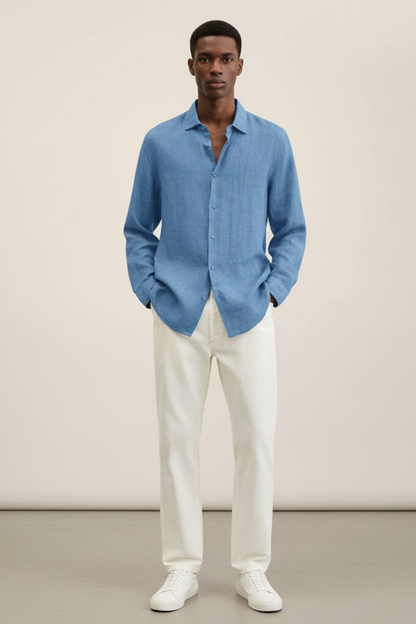 Relaxed Fit Casual Linen Dress Shirt