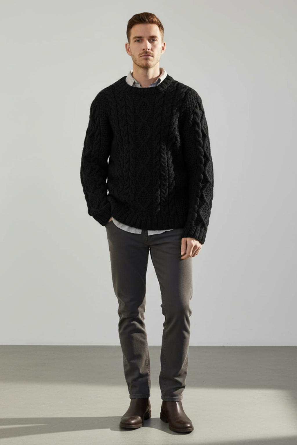 Big Mens Cozy Cable Knit Sweater - OutfitLondon