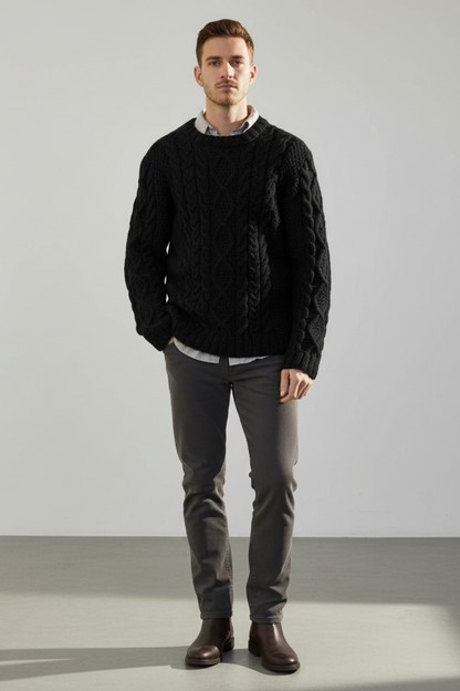 Big Mens Cozy Cable Knit Sweater - OutfitLondon
