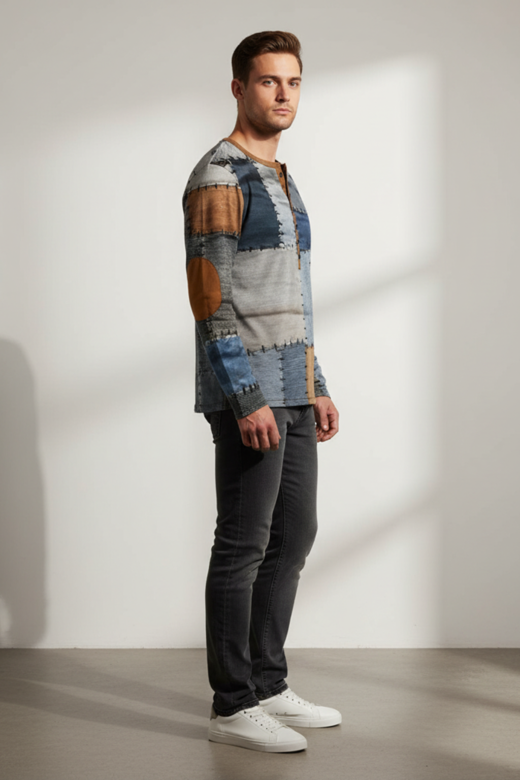 Casual Textured Cotton Sweater for Men