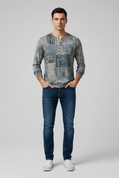 Casual Textured Cotton Sweater for Men