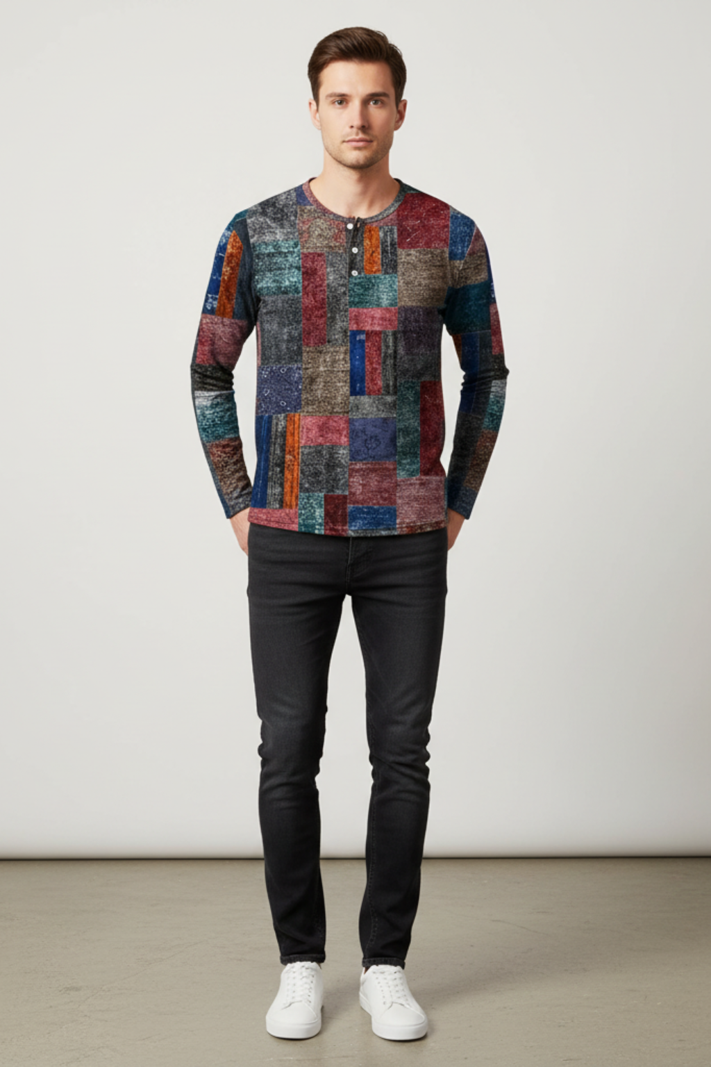 Casual Textured Cotton Sweater for Men