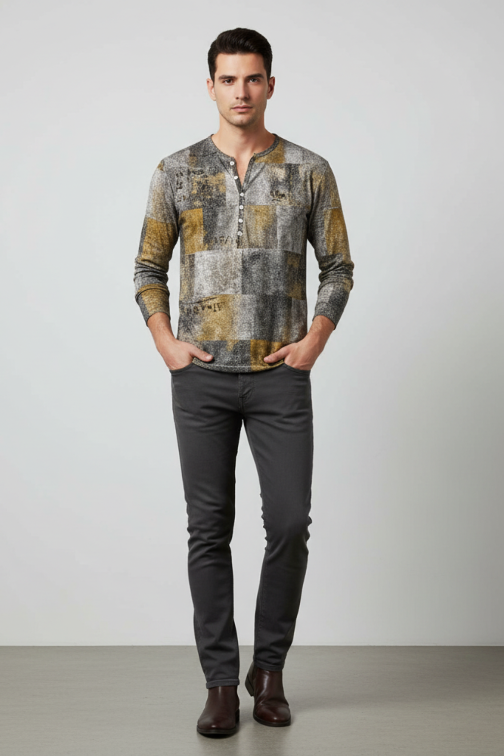 Casual Textured Cotton Sweater for Men