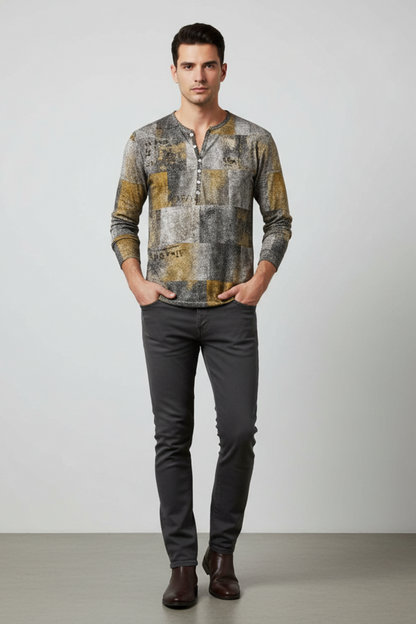 Casual Textured Cotton Sweater for Men