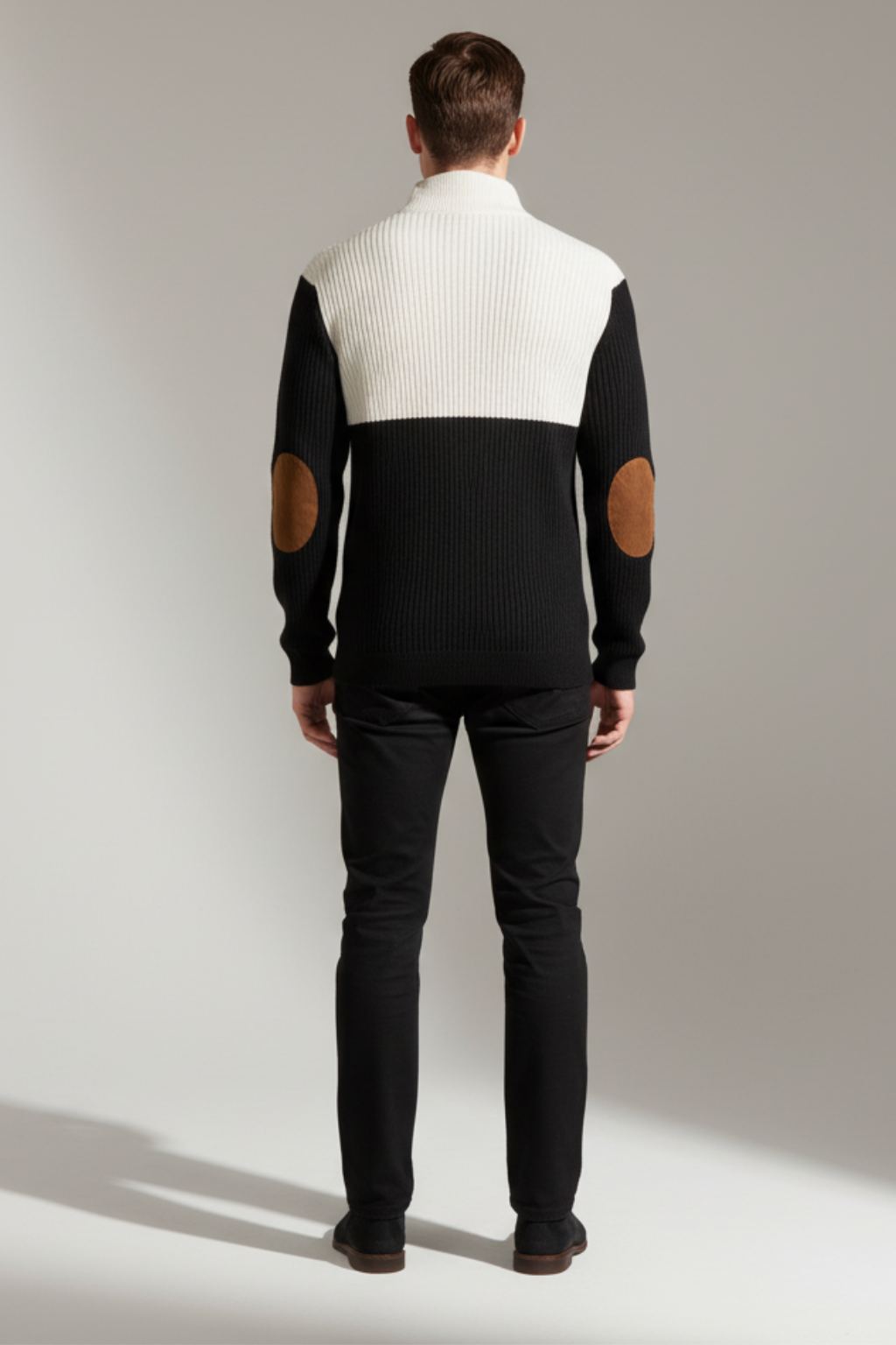 Men's Textured Crew Neck Patch Sweater