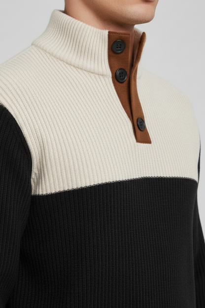 Men's Textured Crew Neck Patch Sweater