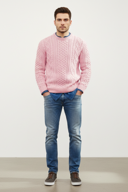 Men's Classic Fit Crew Neck Wool Sweater - OutfitLondon