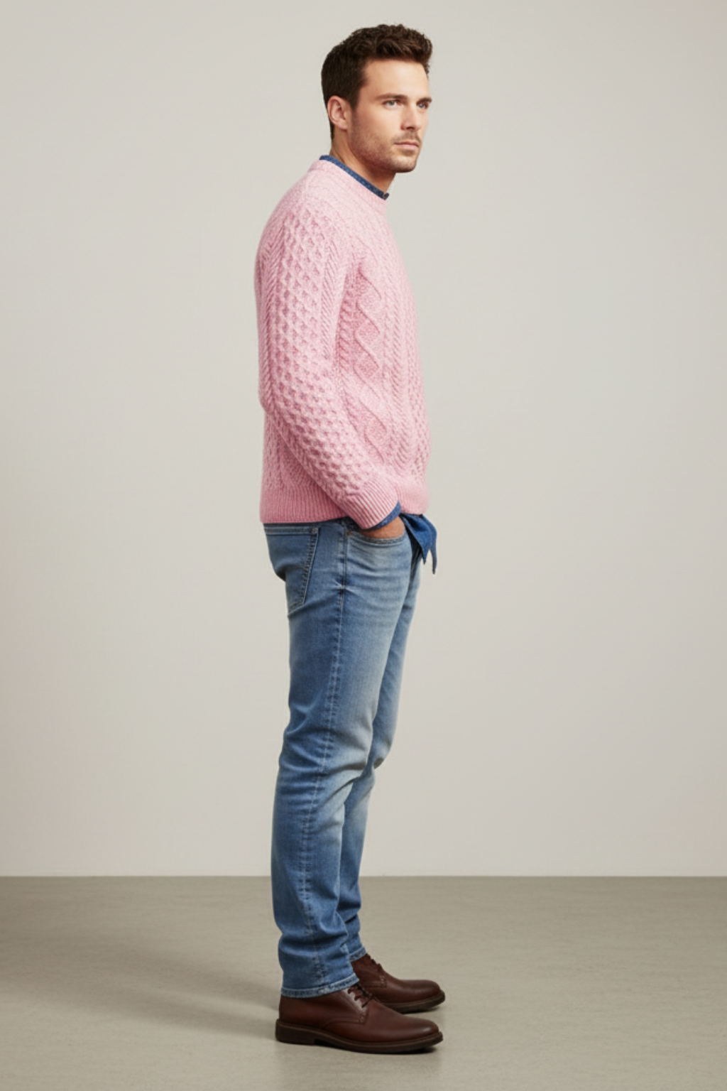 Men's Classic Fit Crew Neck Wool Sweater