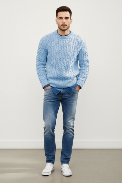 Men's Classic Fit Crew Neck Wool Sweater