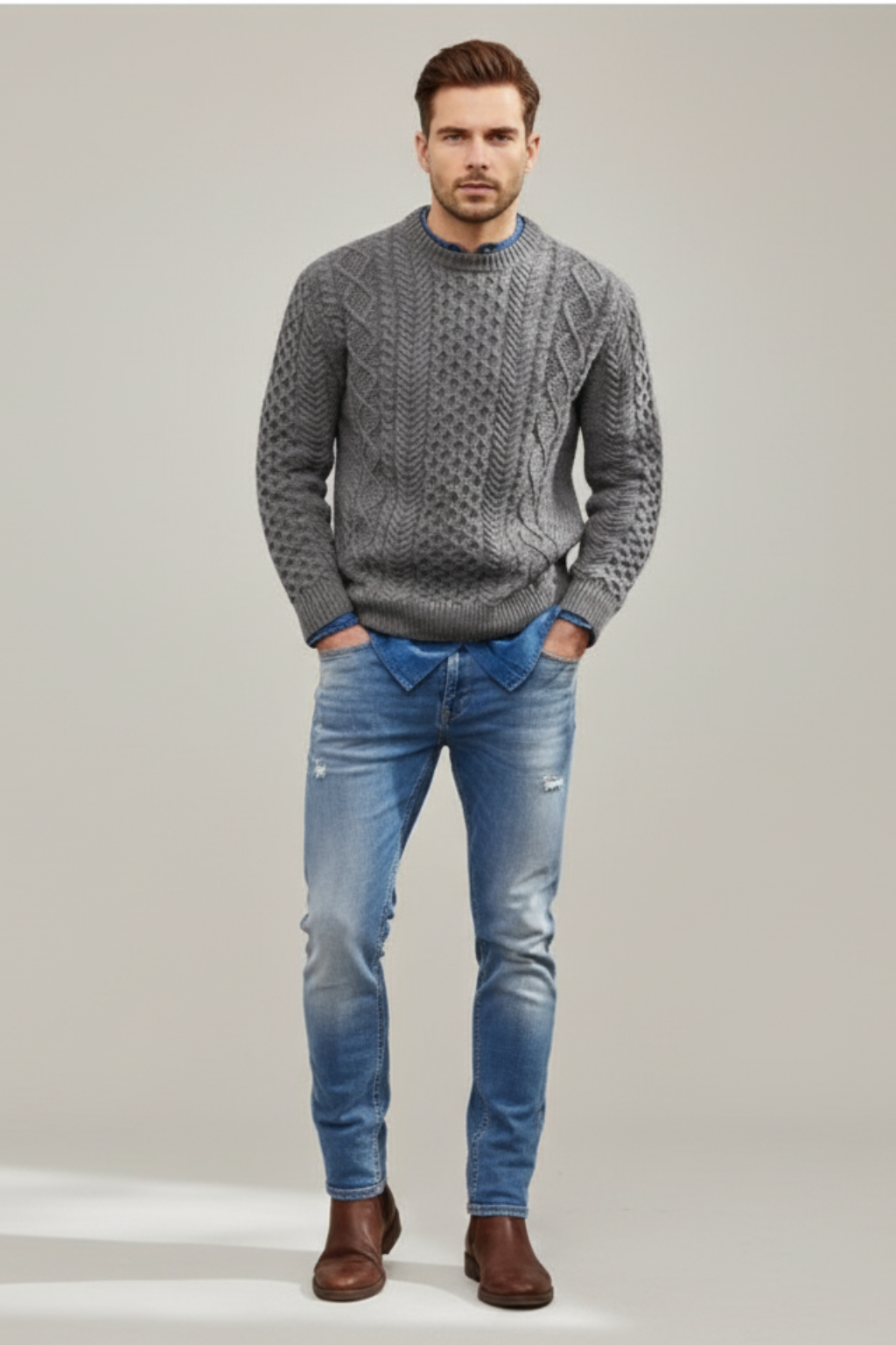 Men's Classic Fit Crew Neck Wool Sweater