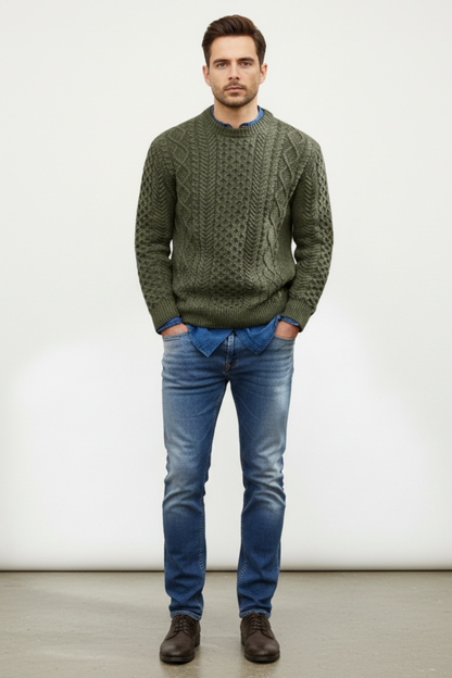 Men's Classic Fit Crew Neck Wool Sweater