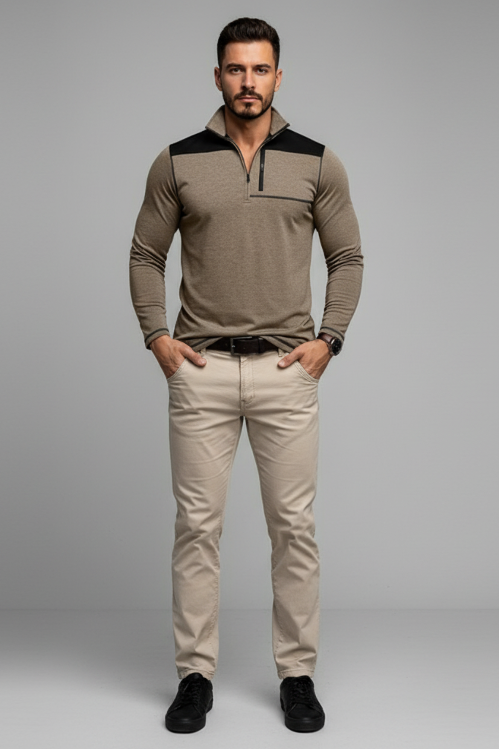 Men's Fitted Lightweight Zip Sweater - OutfitLondon