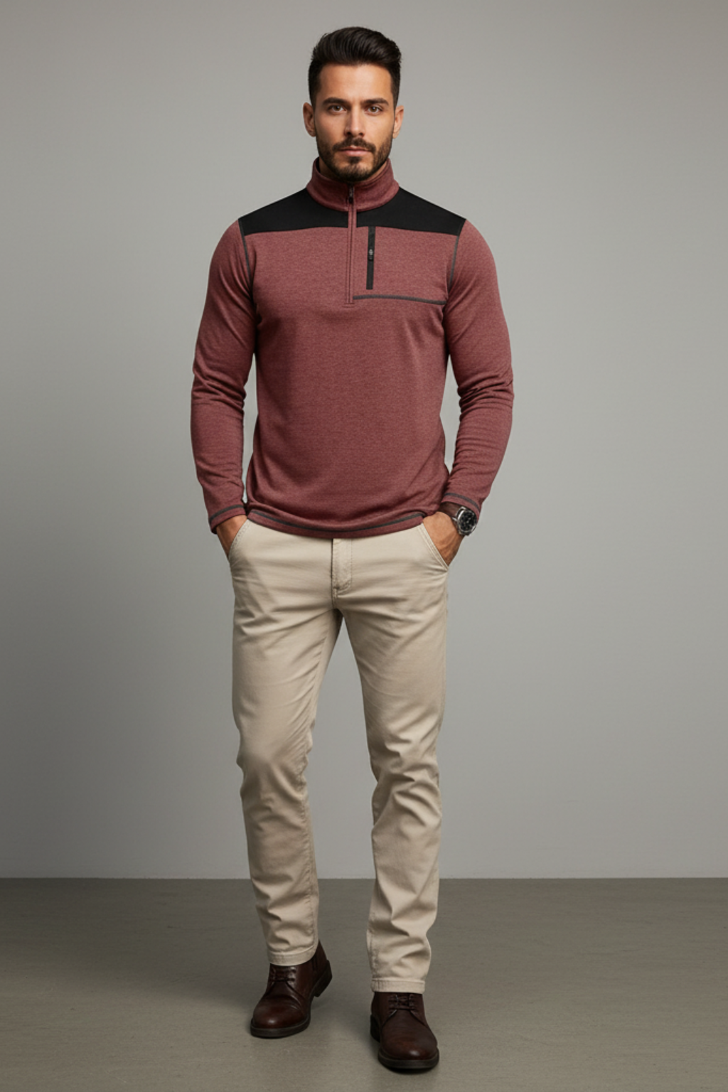 Men's Fitted Lightweight Zip Sweater