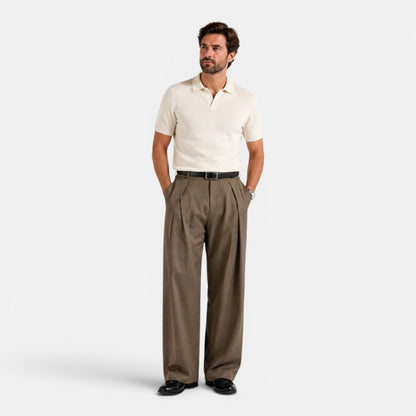 Men's Stylish Wide Leg Pleated Tailored Trousers
