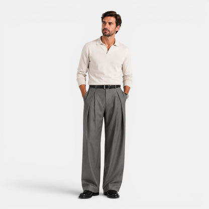 Men's Stylish Wide Leg Pleated Tailored Trousers