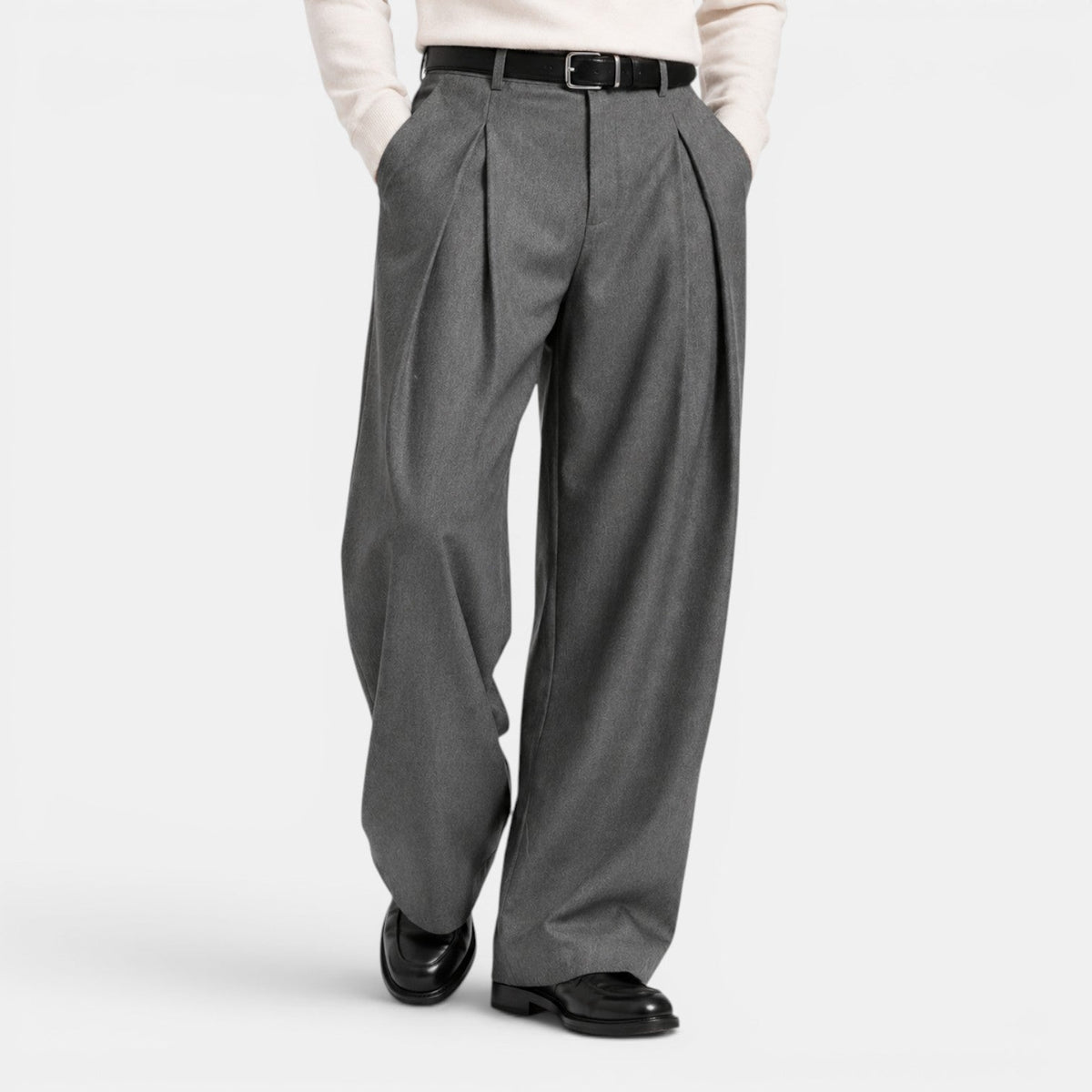 Men's Stylish Wide Leg Pleated Tailored Trousers