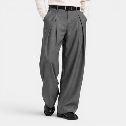 Men's Stylish Wide Leg Pleated Tailored Trousers