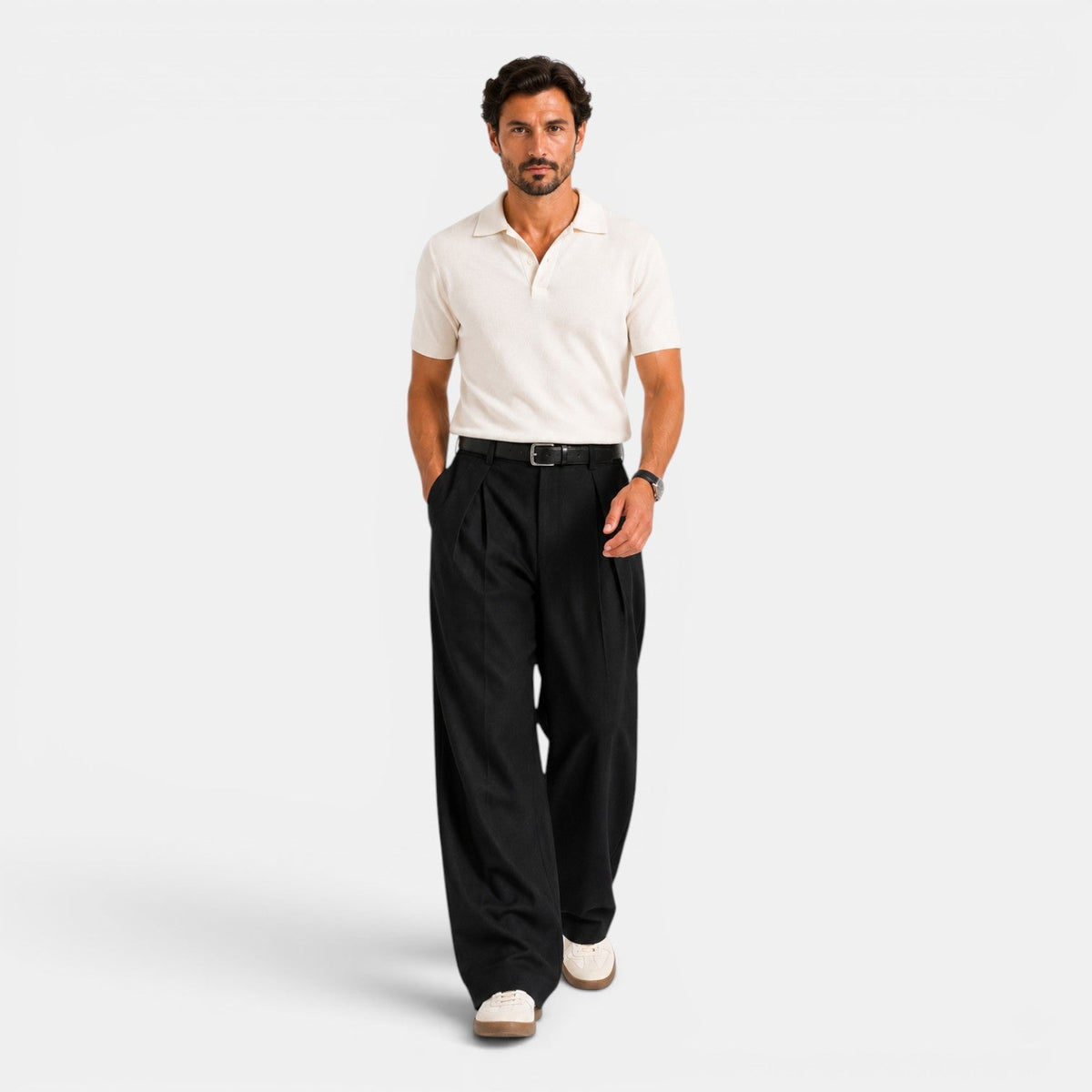Men's Stylish Wide Leg Pleated Tailored Trousers