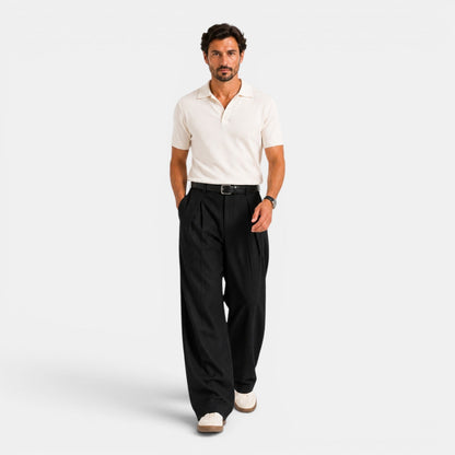 Men's Stylish Wide Leg Pleated Tailored Trousers