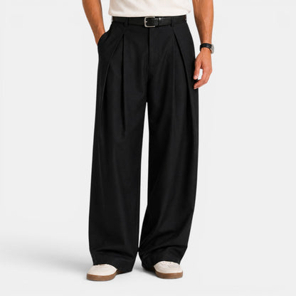 Men's Stylish Wide Leg Pleated Tailored Trousers