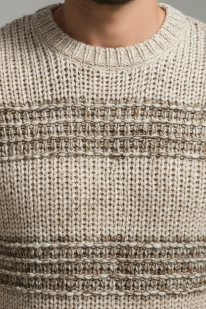Thick Horizontal Stripe Crew Neck Sweater