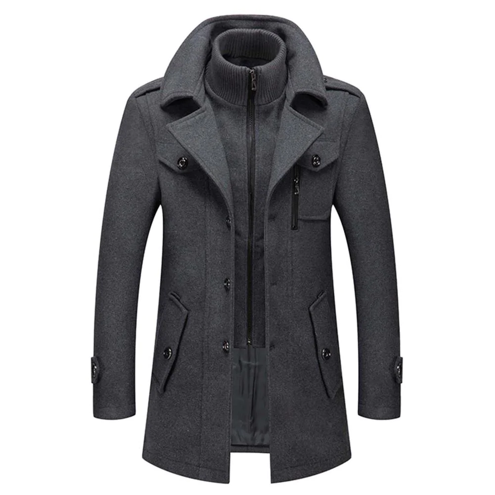 Warm Water-Resistant Short Trench Coat for Men