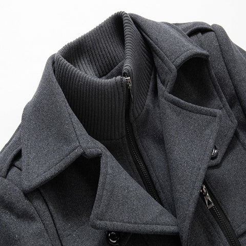 Warm Water-Resistant Short Trench Coat for Men