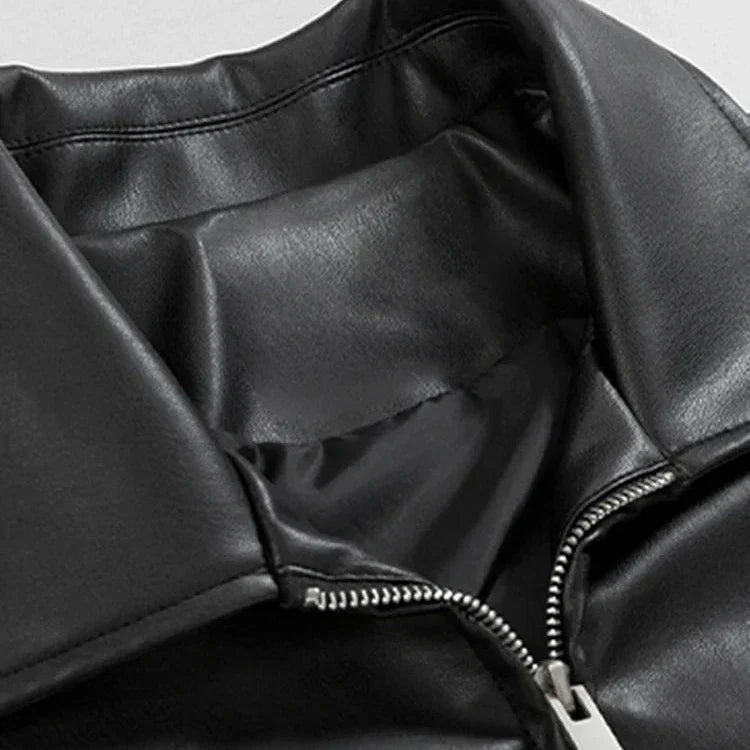 Big Size Synthetic Leather Coat